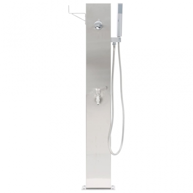 Gartendusche mit Wasserhahn 110 cm Edelstahl
