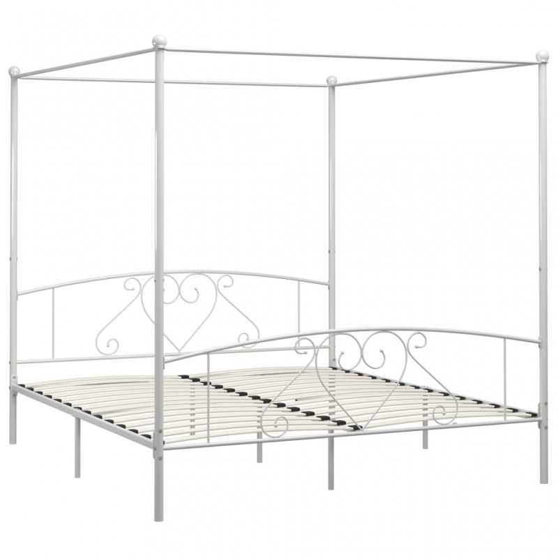 Himmelbett-Gestell Weiß Metall 180 x 200 cm