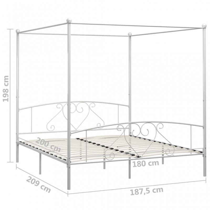 Himmelbett-Gestell Weiß Metall 180 x 200 cm