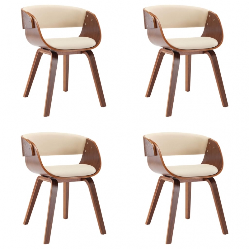 Esszimmerstühle 4 Stk. Creme Bugholz und Kunstleder