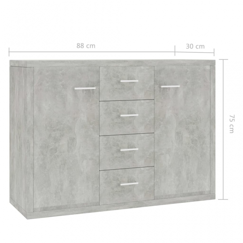 Sideboard Betongrau 88x30x65 cm Holzwerkstoff