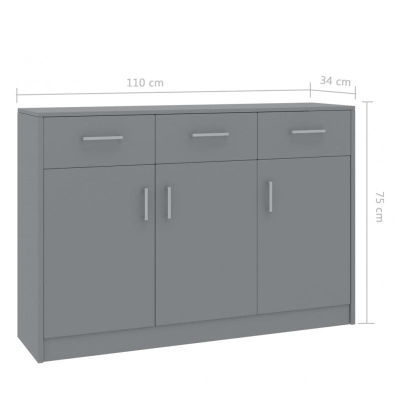 Sideboard Grau 110x30x75 cm Holzwerkstoff