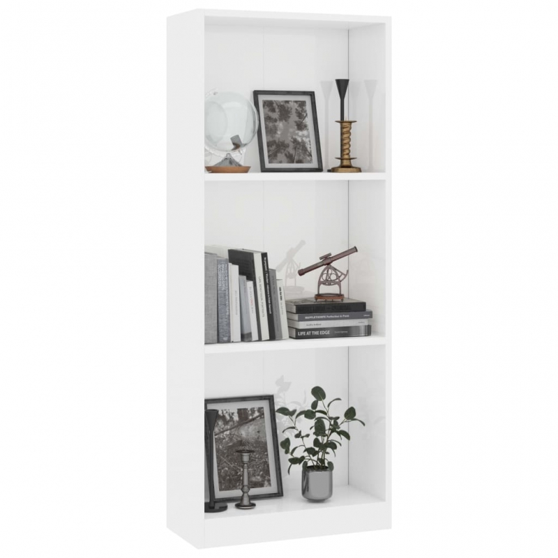 Bücherregal 3 Fächer Hochglanz-Weiß 40x24x109 cm Holzwerkstoff