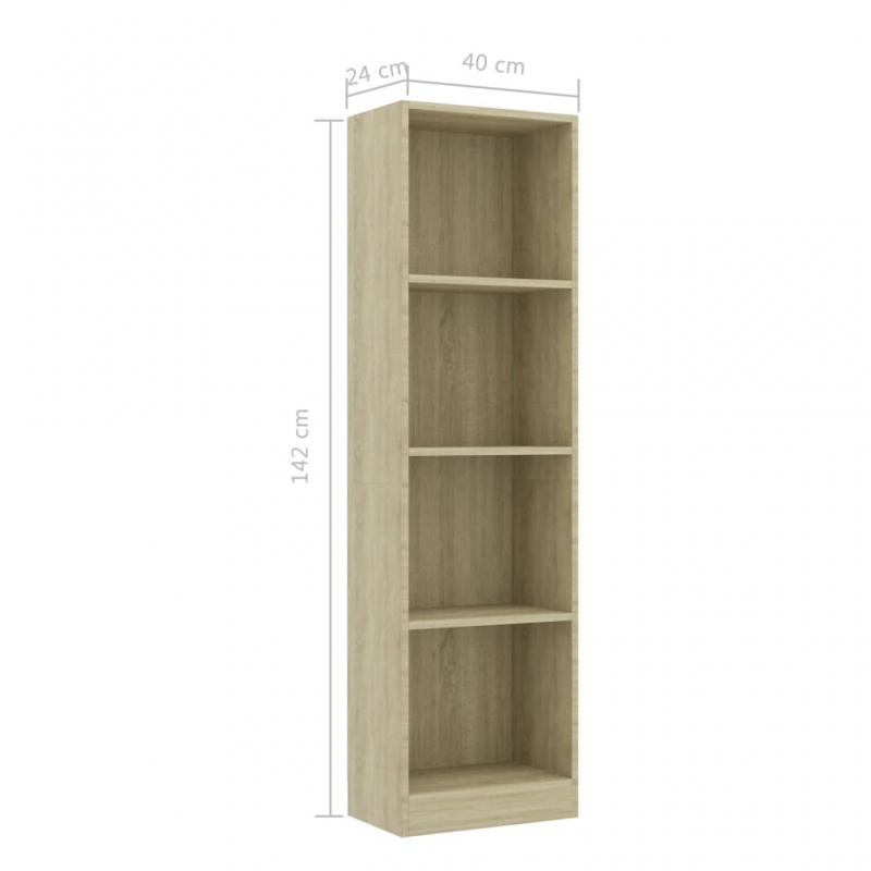 Bücherregal 4 Fächer Sonoma-Eiche 40x24x142 cm Holzwerkstoff