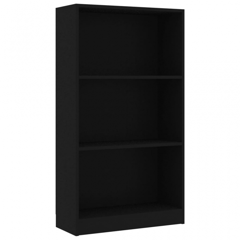 Bücherregal 3 Fächer Schwarz 60x24x109 cm Holzwerkstoff