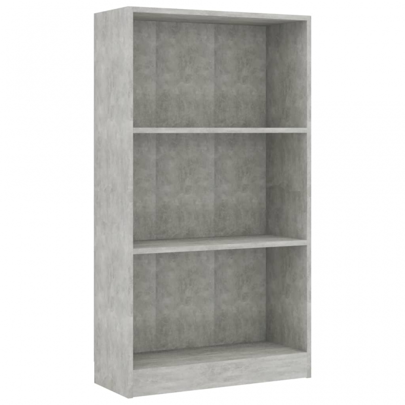 Bücherregal 3 Fächer Betongrau 60x24x109 cm Holzwerkstoff