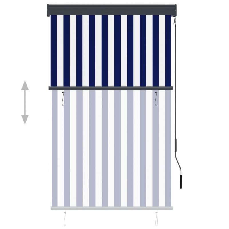 Außenrollo 100 x 250 cm Blau und Weiß