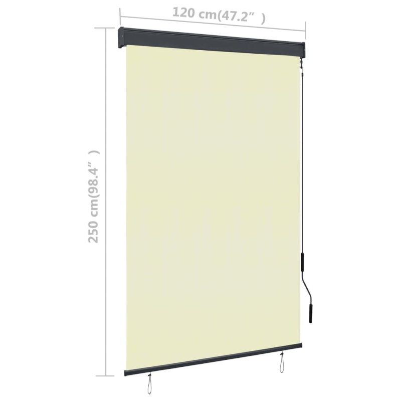 Außenrollo 120 x 250 cm Cremeweiß