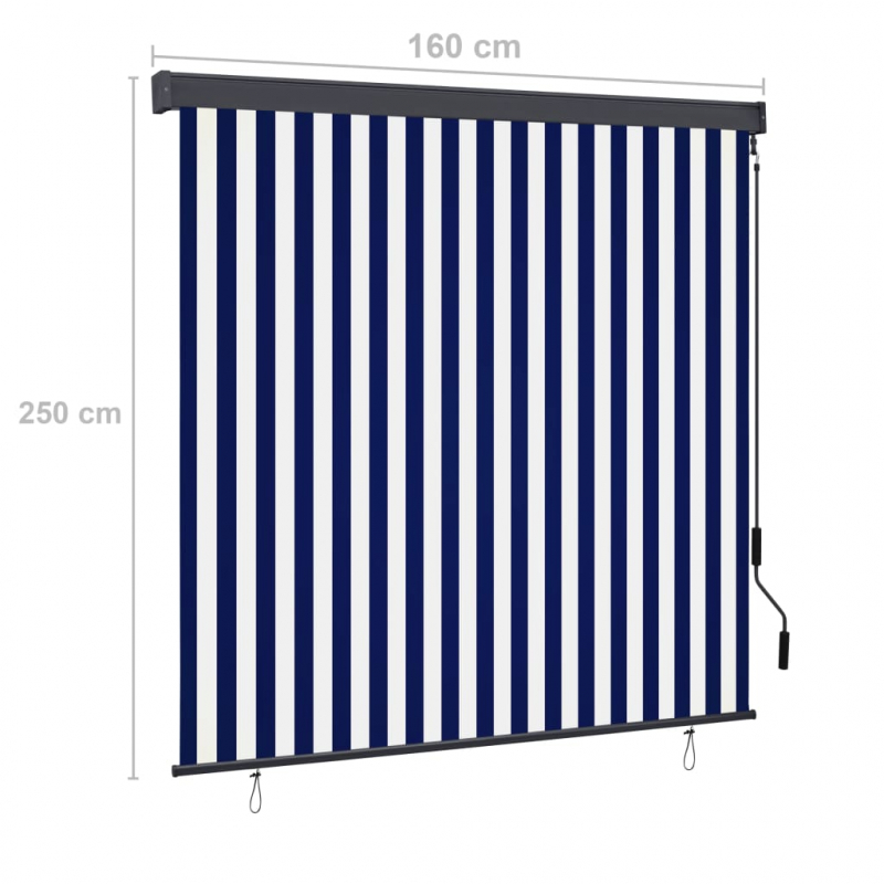 Außenrollo 160x250 cm Blau und Weiß