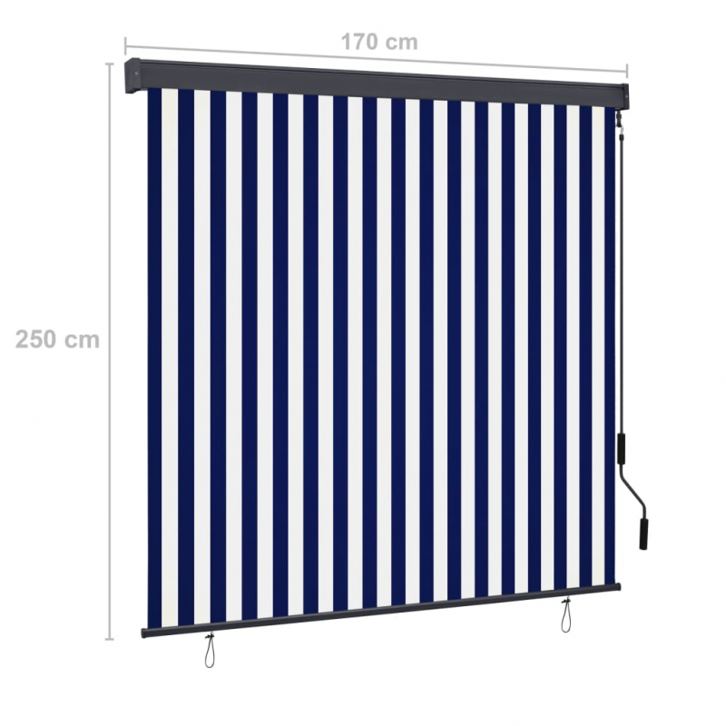 Außenrollo 170x250 cm Blau und Weiß