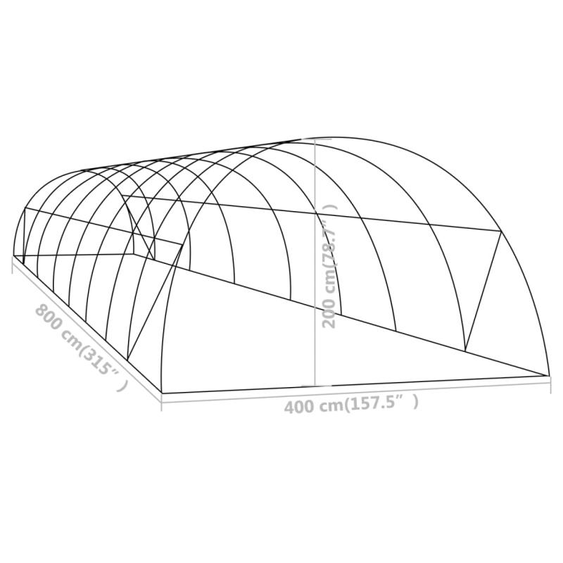 Gewächshaus 32 m² 8x4x2 m