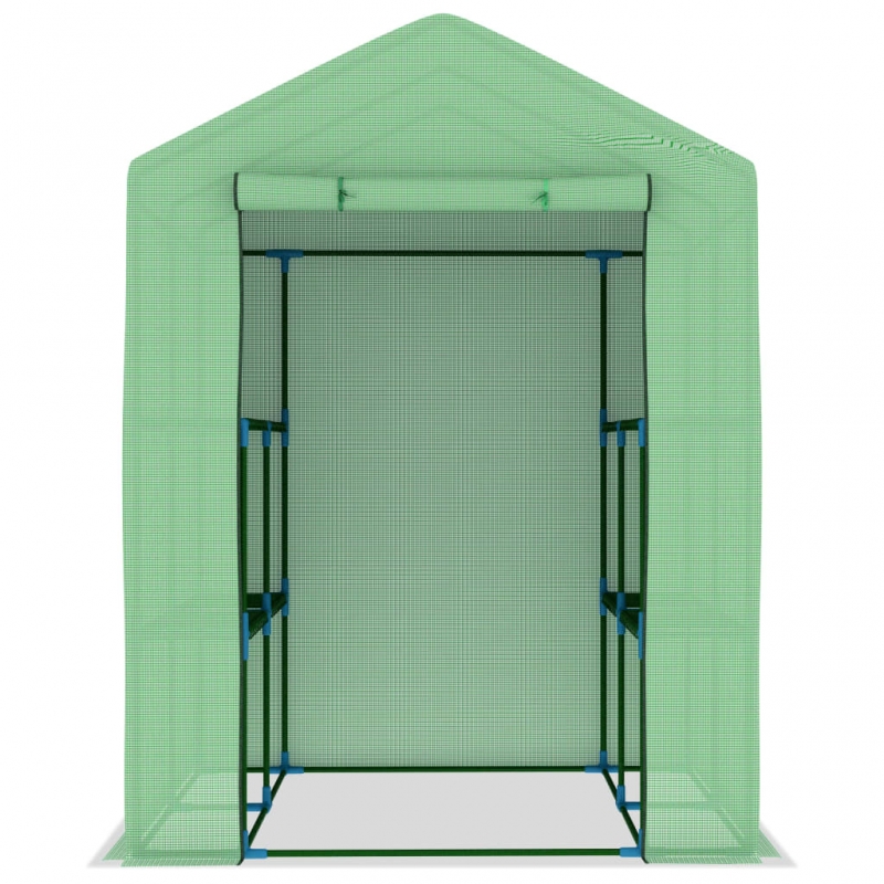 Gewächshaus mit Regalen Stahl 143x143x195 cm