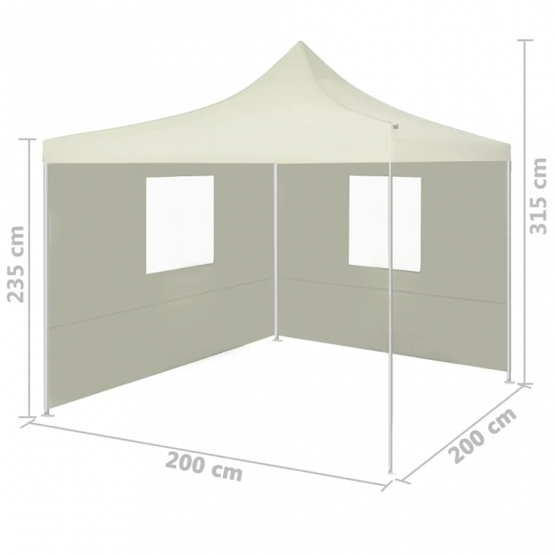 Profi-Partyzelt Faltbar mit 2 Seitenwänden 2×2m Stahl Creme