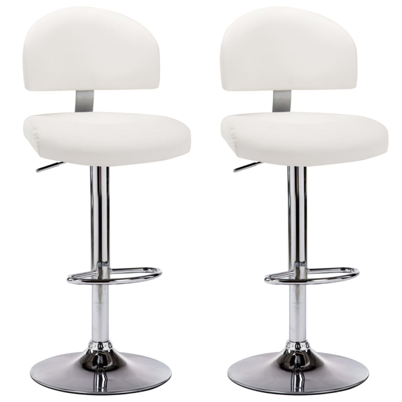 Barhocker 2 Stk. Weiß Kunstleder