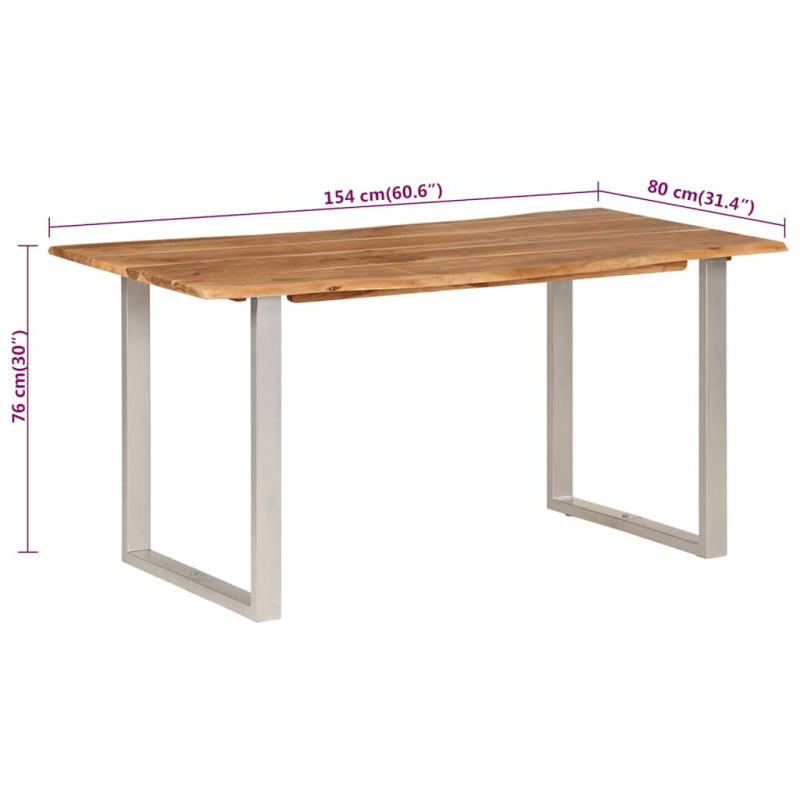 Esstisch 154x80x76 cm Massivholz Akazie