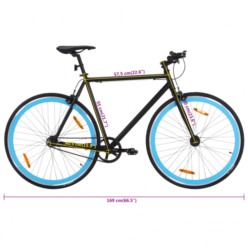 Fahrrad mit Festem Gang Schwarz und Blau 700c 55 cm