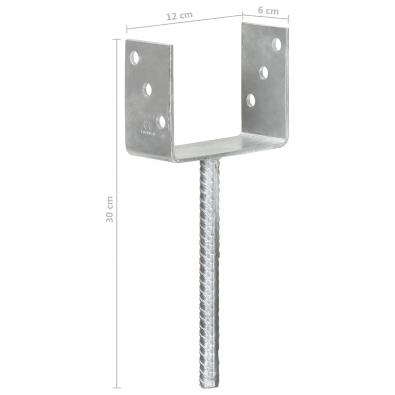 Pfostenträger 6 Stk. Silbern 12×6×30 cm Verzinkter Stahl