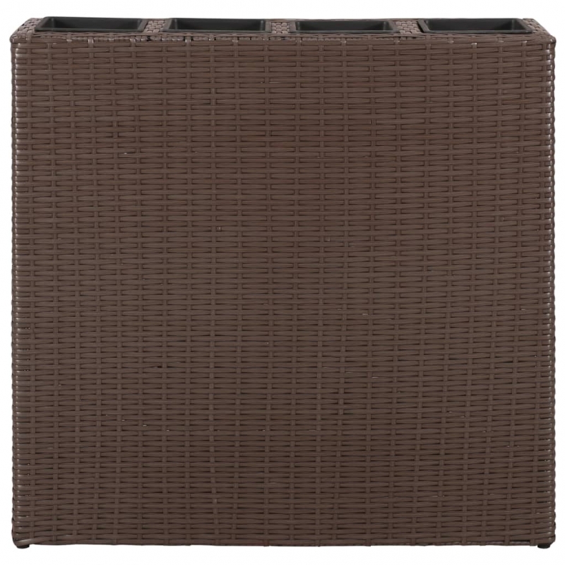 Garten-Hochbeet mit 4 Töpfen 2 Stk. Poly Rattan Braun