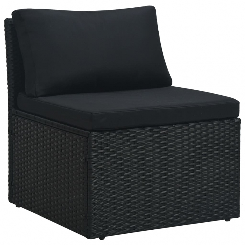 4-tlg. Garten-Lounge-Set mit Auflagen Poly Rattan Schwarz