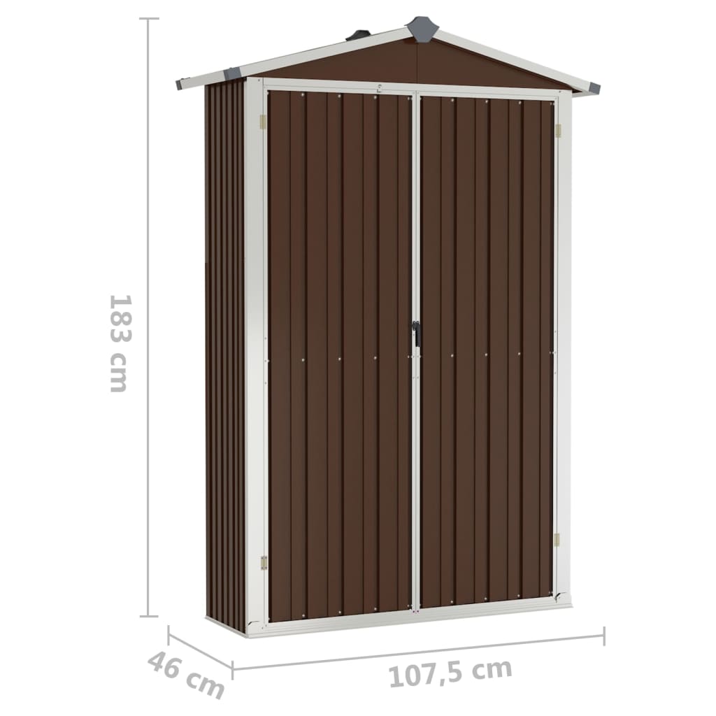 Geräteschuppen Braun 116x45x175 cm Verzinkter Stahl