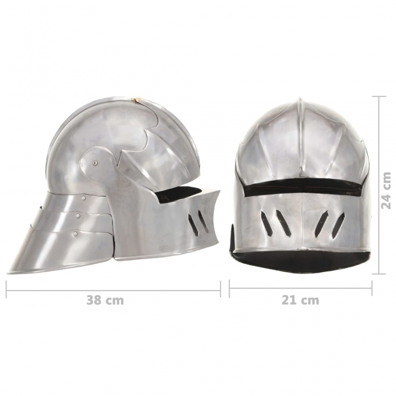 Mittelalterlicher Ritterhelm Antik Replik LARP Silbern Stahl