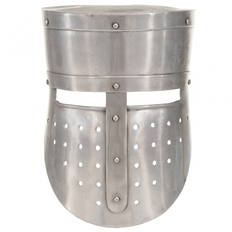 Mittelalterlicher Ritterhelm Antik Replik LARP Silbern Stahl