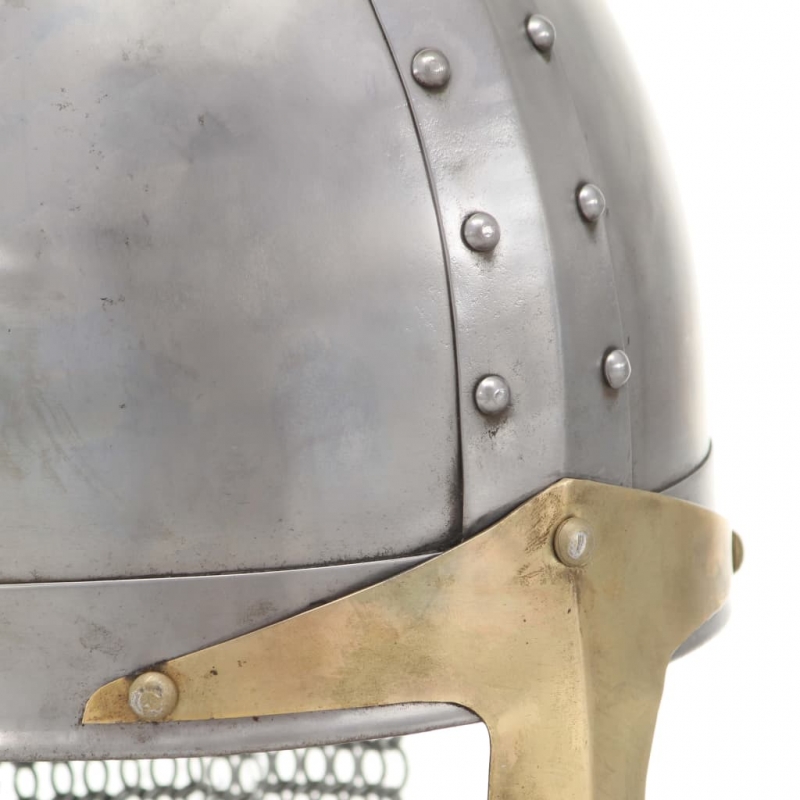 Kreuzritter-Helm Antik Replik LARP Silbern Stahl