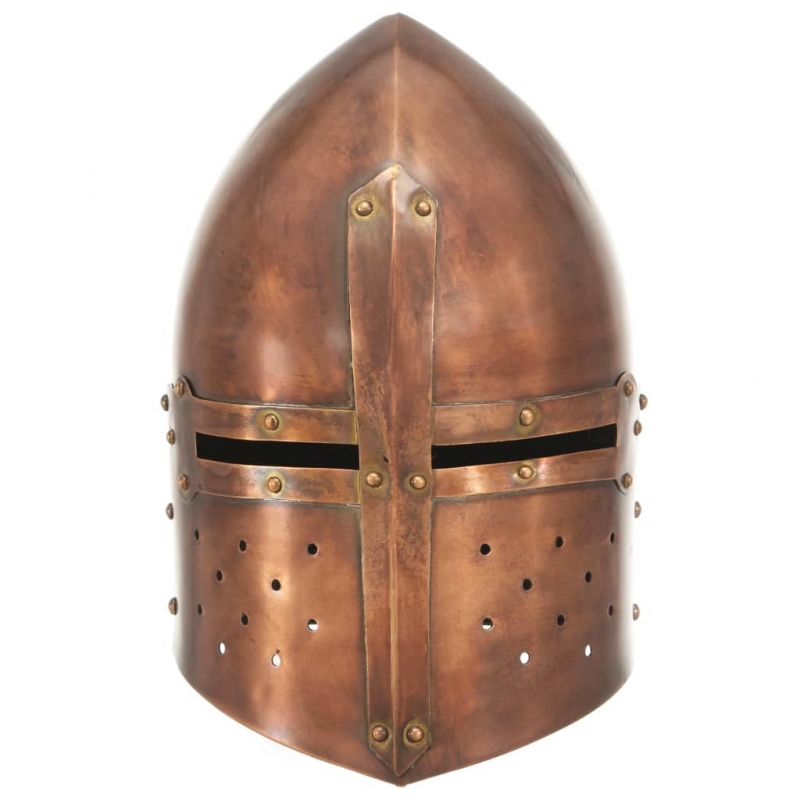 Mittelalterlicher Ritterhelm Antik LARP Replik Kupfern Stahl
