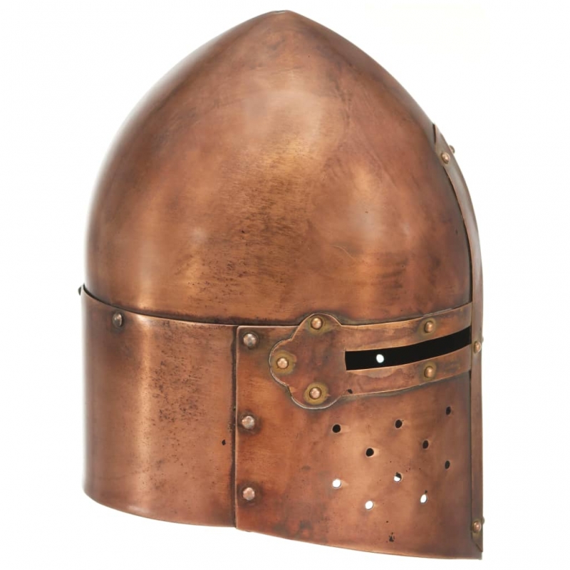 Mittelalterlicher Ritterhelm Antik LARP Replik Kupfern Stahl