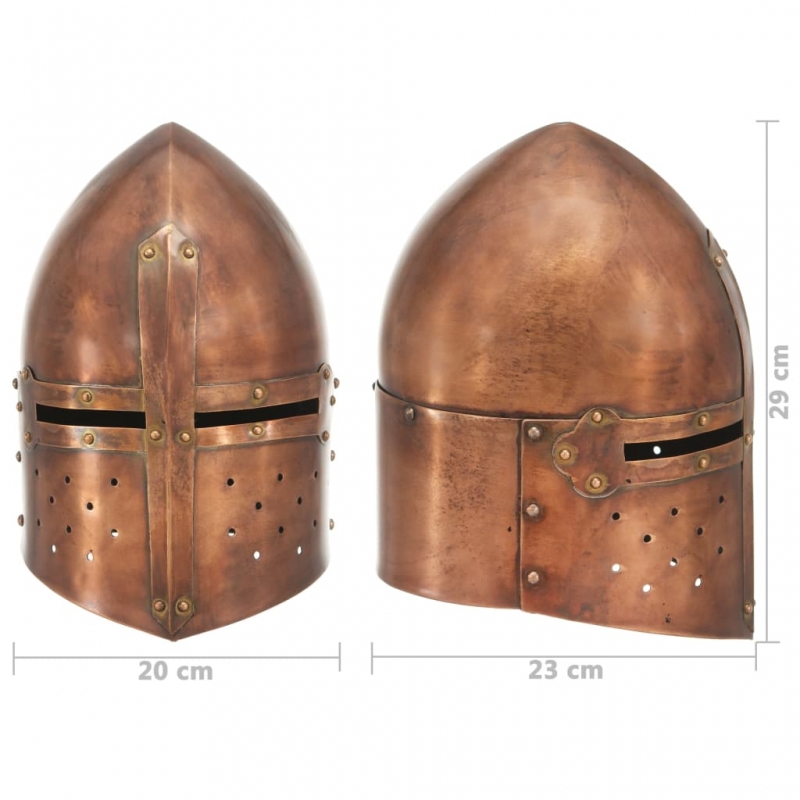 Mittelalterlicher Ritterhelm Antik LARP Replik Kupfern Stahl