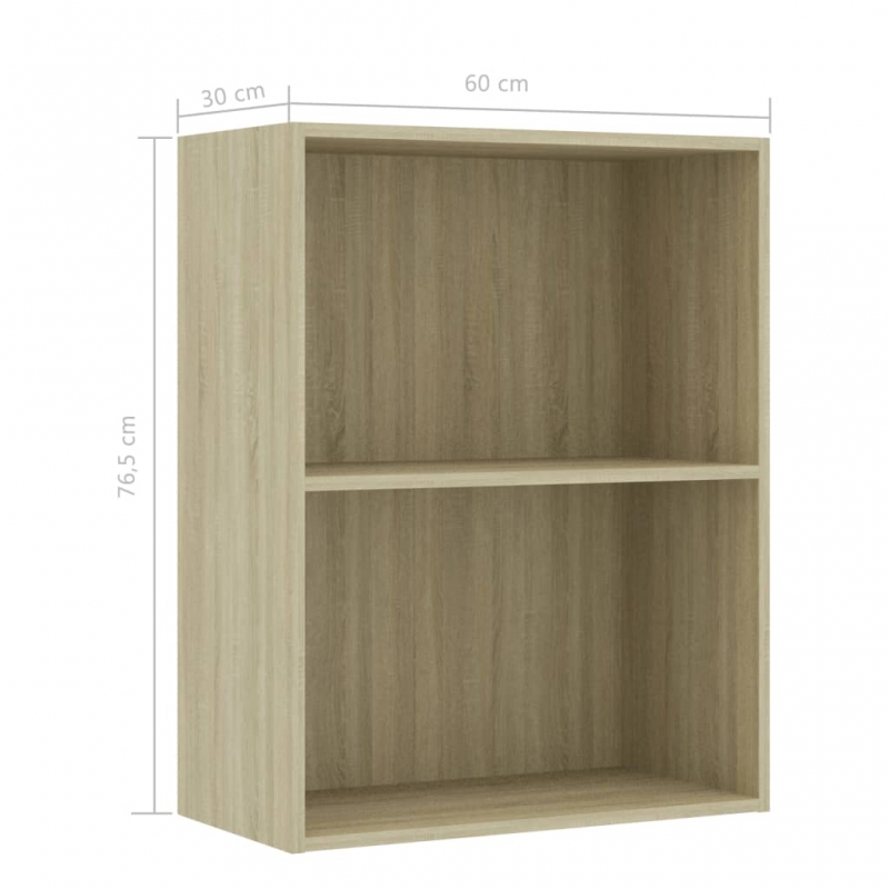 Bücherregal 2 Fächer Sonoma-Eiche 60x30x76,5 cm Holzwerkstoff