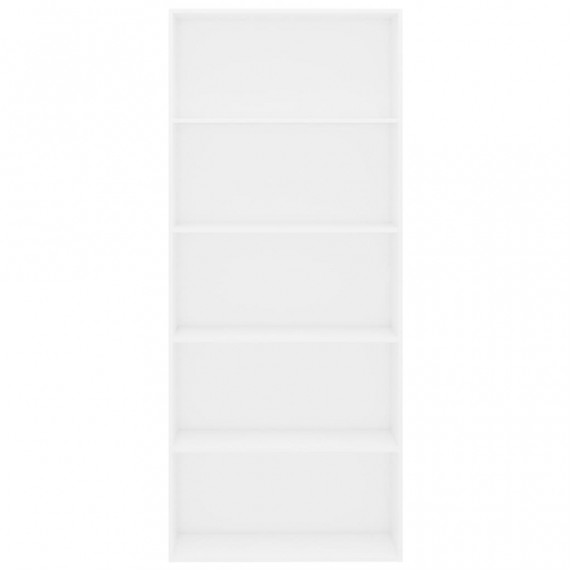 Bücherregal 5 Fächer Weiß 80x30x189 cm Holzwerkstoff