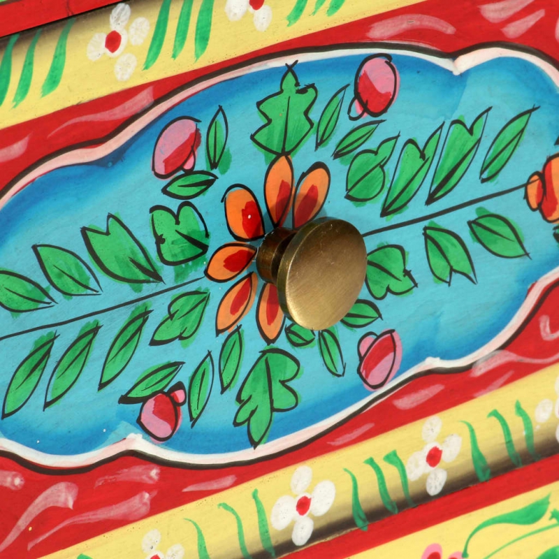 Handbemalter Nachttisch 40×30×50 cm Mango Massivholz