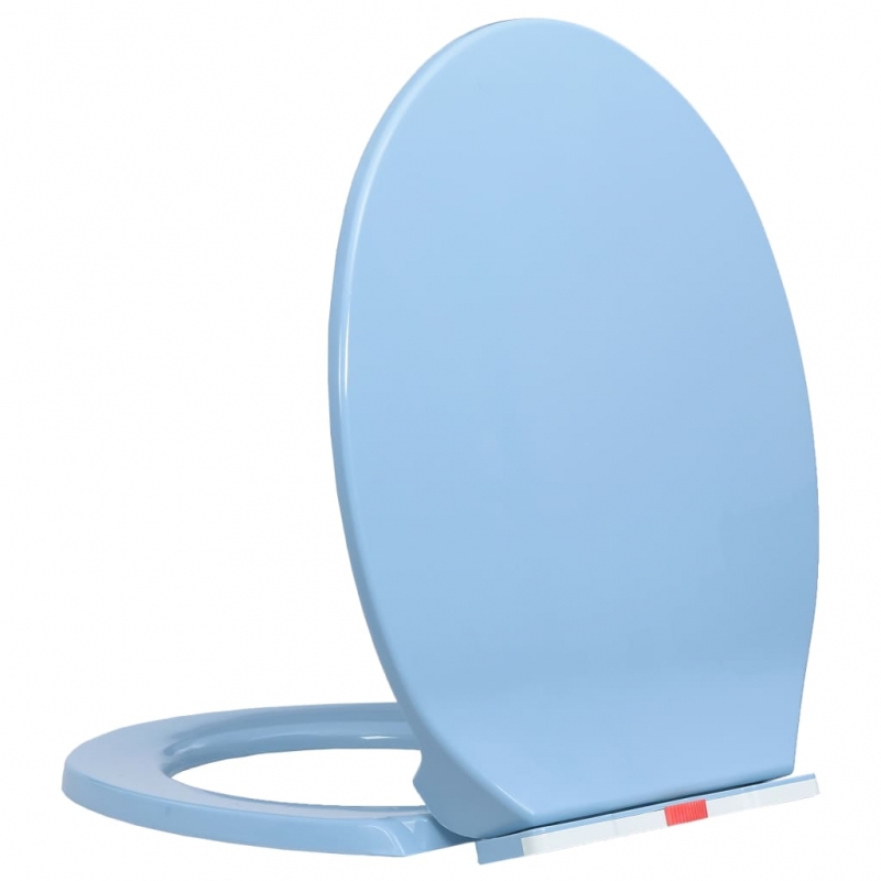 Toilettensitz mit Absenkautomatik Quick-Release Blau Oval