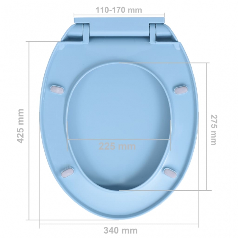 Toilettensitz mit Absenkautomatik Quick-Release Blau Oval