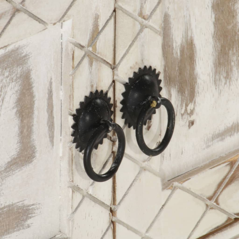 TV-Schrank Weiß 140x30x35 cm Massivholz Mango