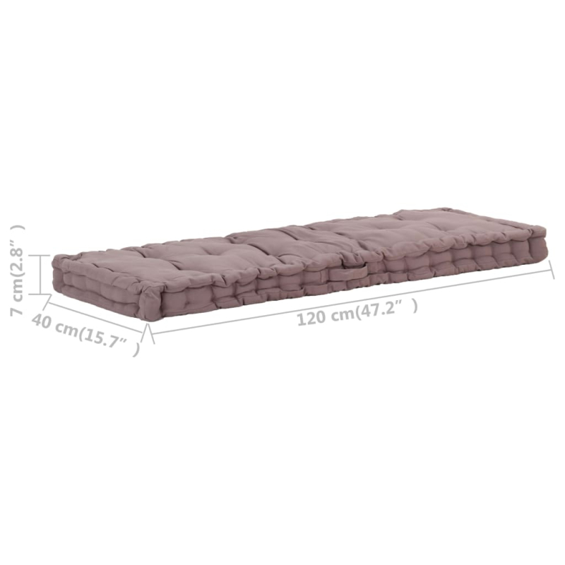 Palettenkissen Baumwolle 120×40×7 cm Taupe