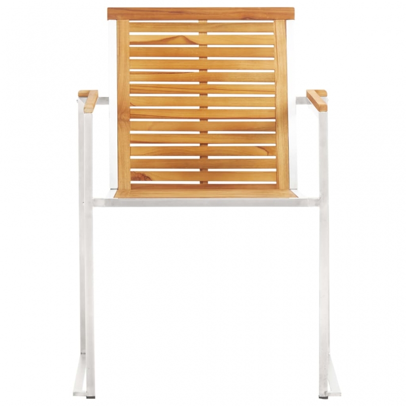 Gartenstühle 2 Stk. Massivholz Teak und Edelstahl