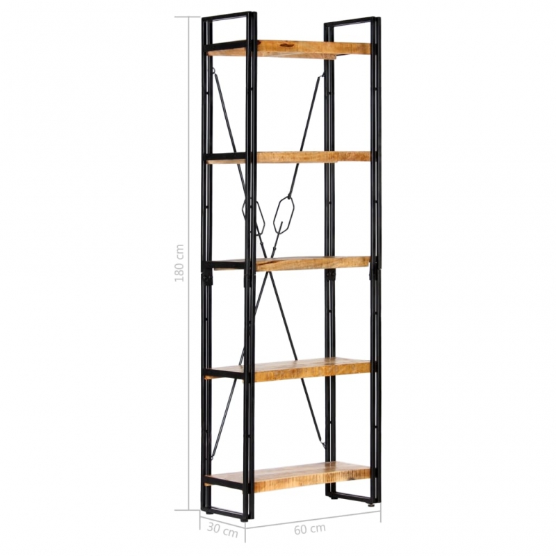 Bücherregal 5 Fächer 60 x 30 x 180 cm Mango Massivholz