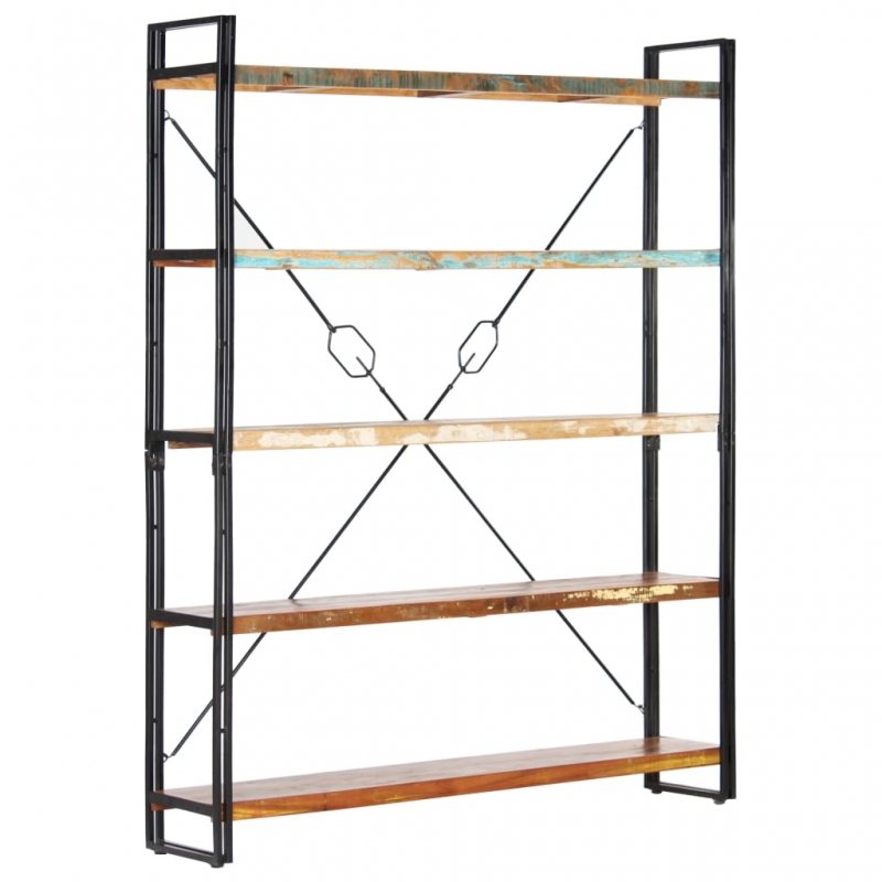 Bücherregal 5 Fächer 140x30x180 cm Altholz Massiv