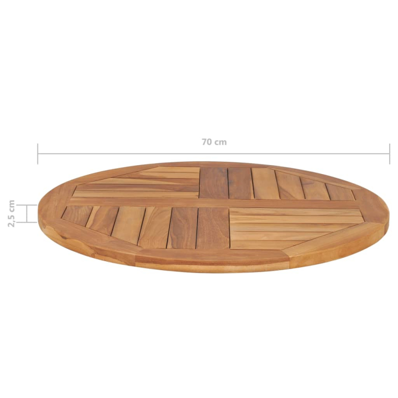 Tischplatte Massivholz Teak Rund 2,5 cm 70 cm