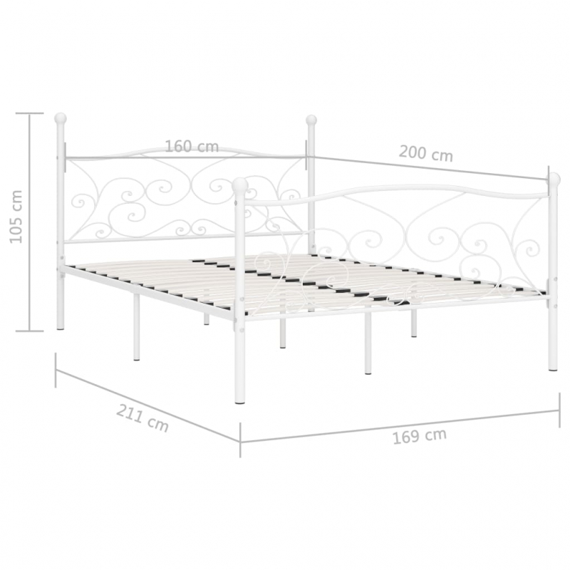 Bettgestell mit Lattenrost Weiß Metall 160 × 200 cm