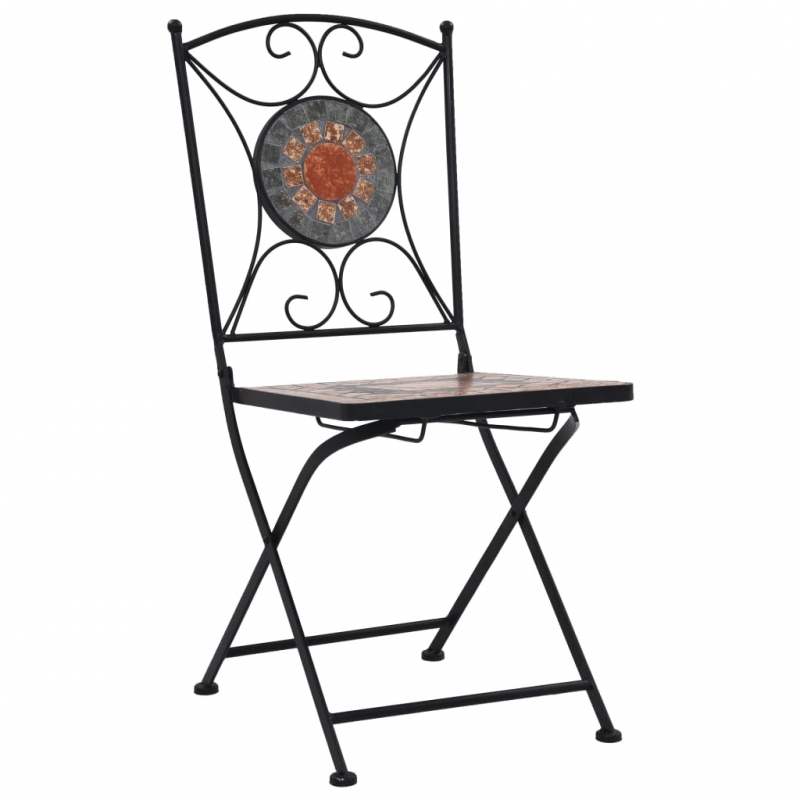3-tlg. Bistro-Set Mosaik Keramik Orange / Grau