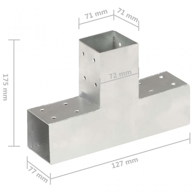 Pfostenverbinder T-Form Verzinktes Metall 71 x 71 mm