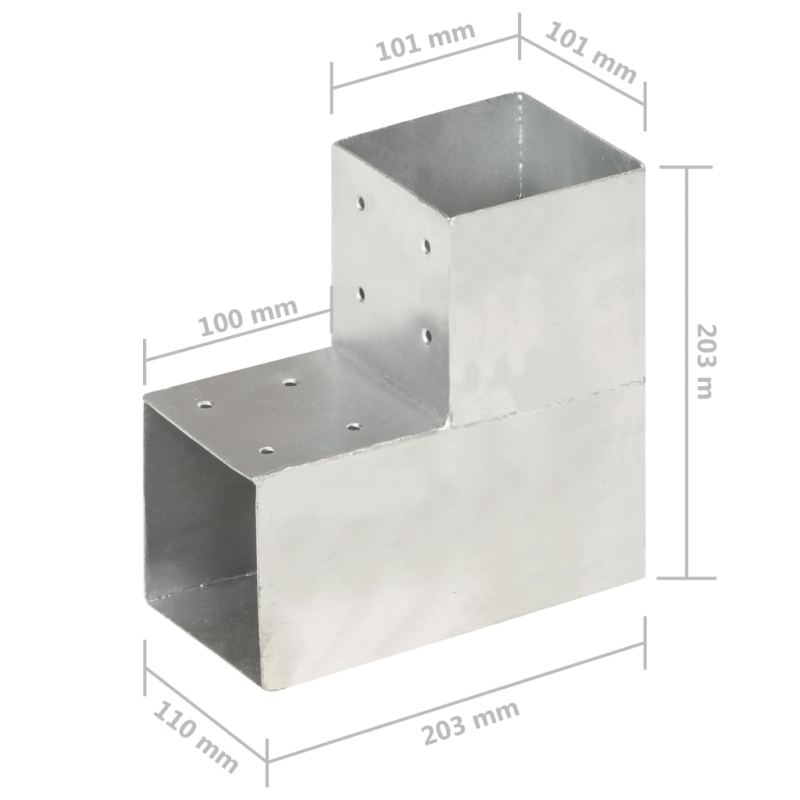 Pfostenverbinder L-Form Verzinktes Metall 101 x 101 mm