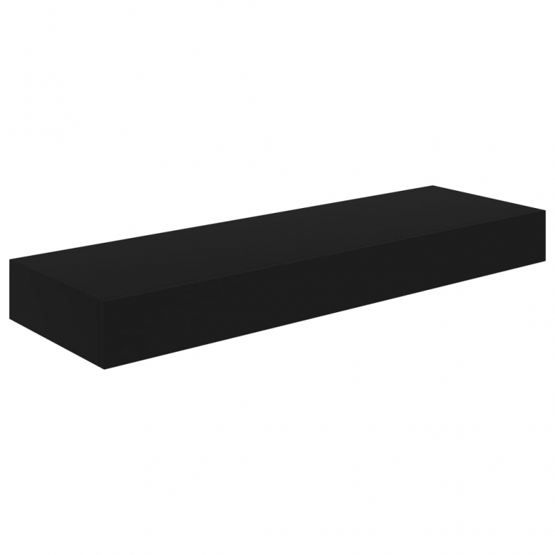 Schweberegal mit Schublade Schwarz 80x25x8 cm