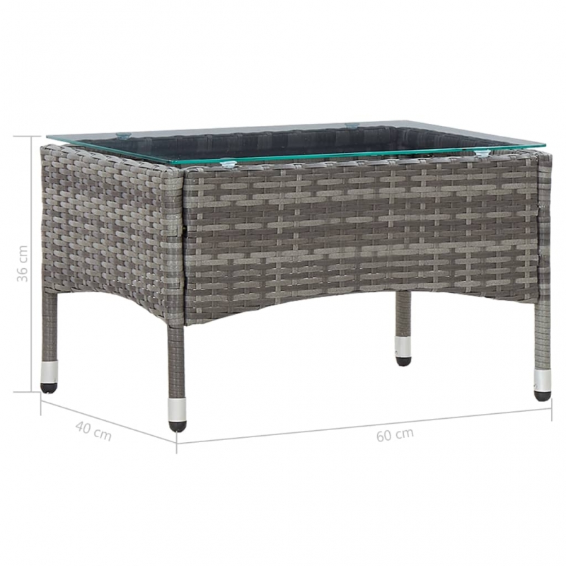 Couchtisch Grau 60x40x36 cm Poly Rattan