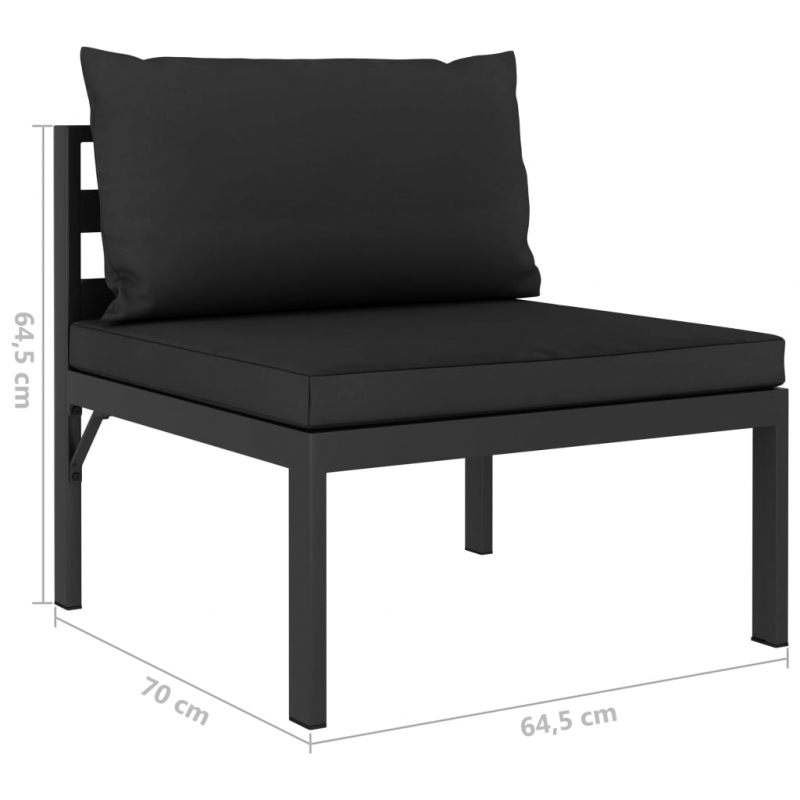 Modular-Sofa-Mittelteil mit Kissen Aluminium Anthrazit