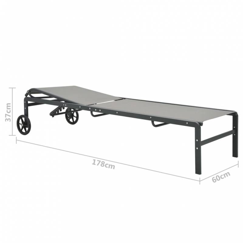 Sonnenliegen 2 Stk. mit Tisch Textilene und Stahl