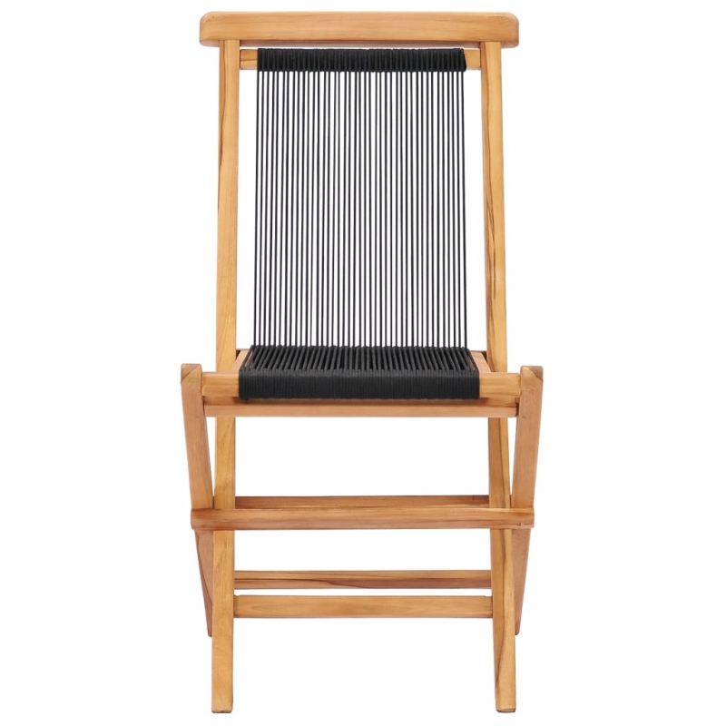Klappbare Gartenstühle 2 Stk. Massivholz Teak und Seil